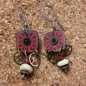 Artisan Red and Gold Earrings